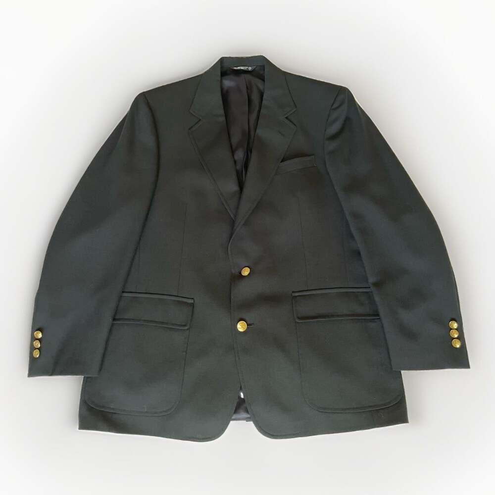 Vintage Y2K 90s Palm Beach Classics Mens 46L Black Blazer Sport Coat Made in USA